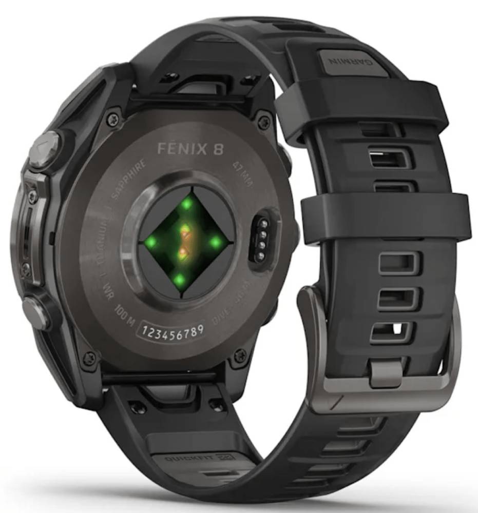 Garmin Fenix 8 Amoled Sapphire DLC 51мм Черные с силиконовым ремешком