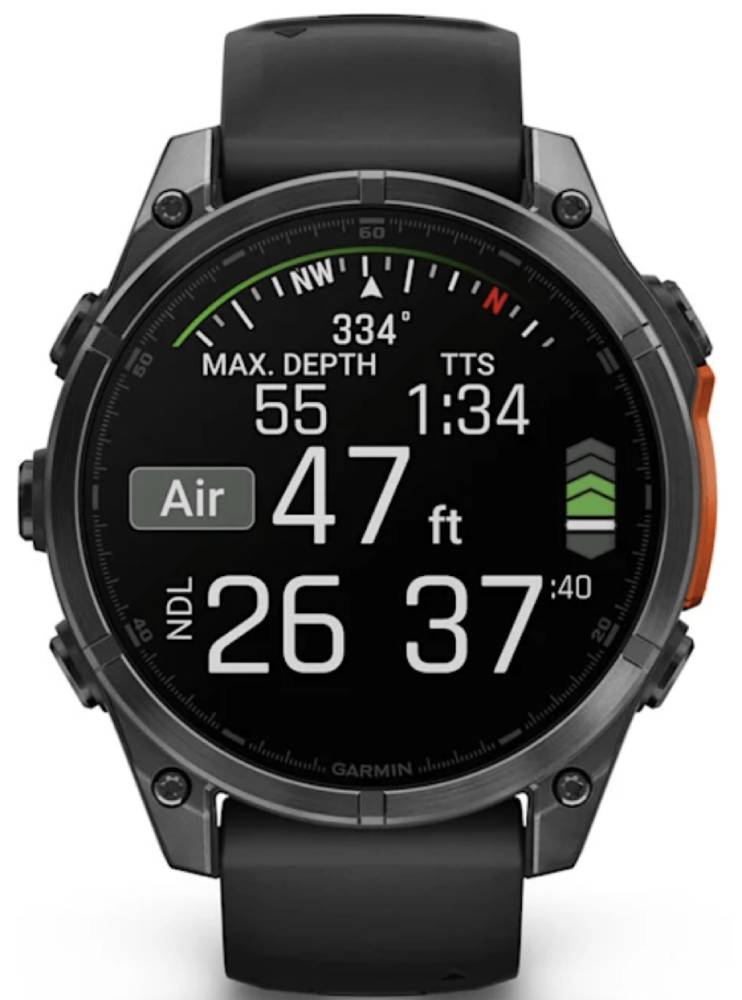 Garmin Fenix 8 Amoled 47мм Серые с черным ремешком