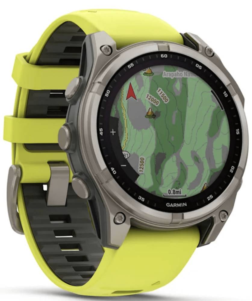 Garmin Fenix 8 Solar Sapphire 47мм Серые с желтым ремешком